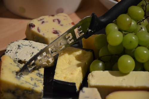 Cheeseboard and cheeseknife and cheeses