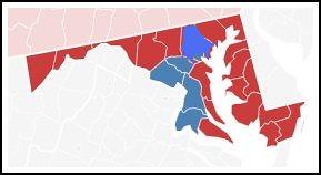 2010 Election results by county, Maryland Governor, Washington Post graphic, modified to include Baltimore County