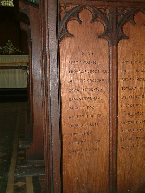 St Augustine - Great War Roll of Honour Panel 3