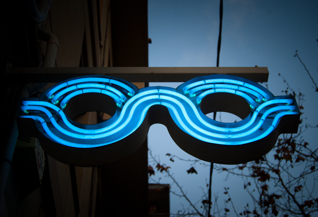 Neon glasses from an opticians in Barcelona