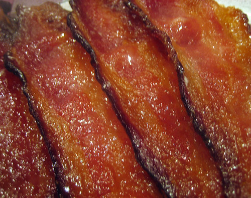 sliced candied bacon