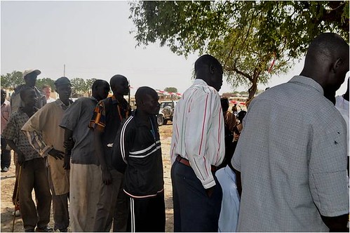 Voter registration line in Abyei, Sudan.