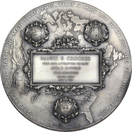 Silver Carnegie Hero Medal reverse