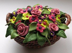 Basket with Flowers by Merrily Me