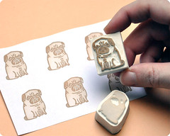 Gemma Correll's pug hand carved rubber stamp