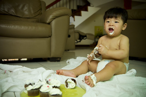 Baby Gets Dirty with Cupcakes