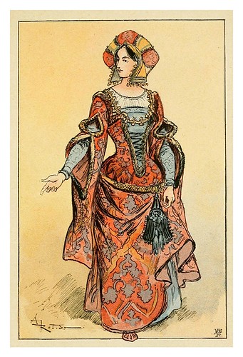 017-Dama del reinado de Carlos VIII-Mesdames nos aieules dix siecles d'elegances 1800- Albert Robida