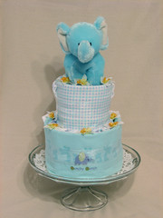 Blue Elephant Two Tier Diaper Cake for Boy (front)