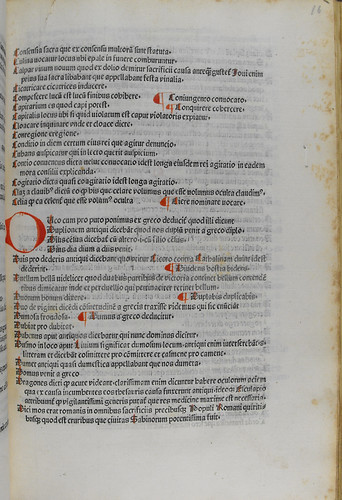 Initial supplied in red in Festus, Sextus Pompeius: De verborum significatione
