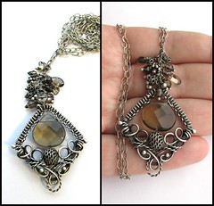 smokey quartz silver necklace