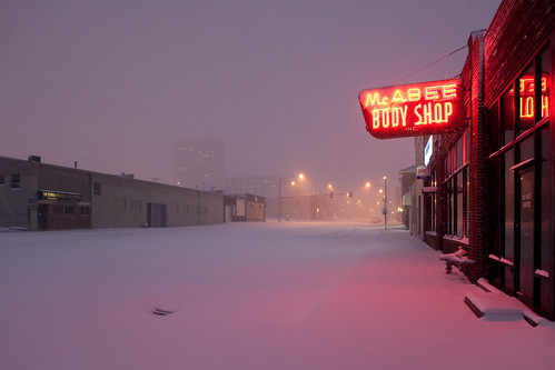 McAbee Body Shop in the Snow Storm