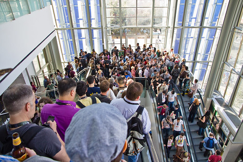 Crowds in escalator @ SXSW 2011