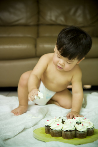 Baby Gets Dirty with Cupcakes