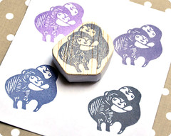 The "hug" of Laura George hand carved rubber stamp