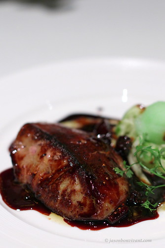 Foie Gras with Green Apple Ice and black Fig Jus