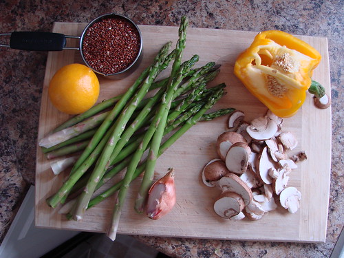 asparagus + red quinoa salad // meyer lemon dressing