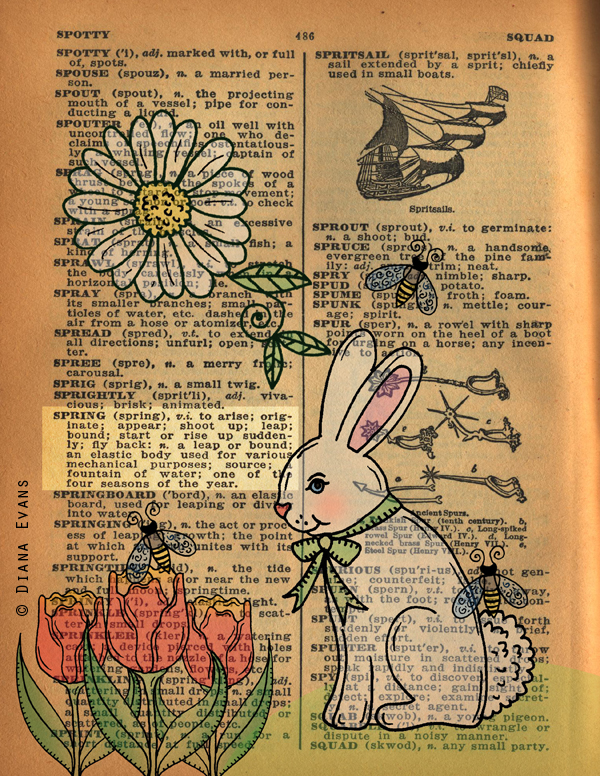 1940s Dictionary Page Spring