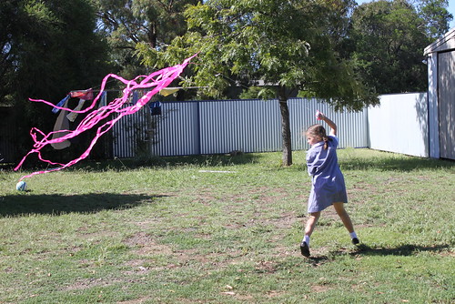 Esther flying a kite
