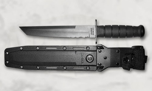 KA-BAR Black Tanto Fighting Knife 8" Combo Blade With Kydex Sheath