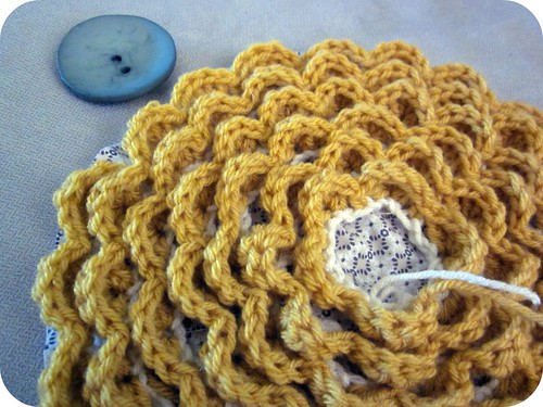 Crocheted Rosette Pillow 011