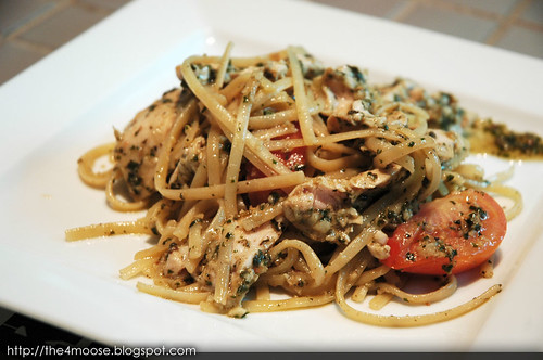 Food for Thought - Basil Almond Pesto Chicken Linguine