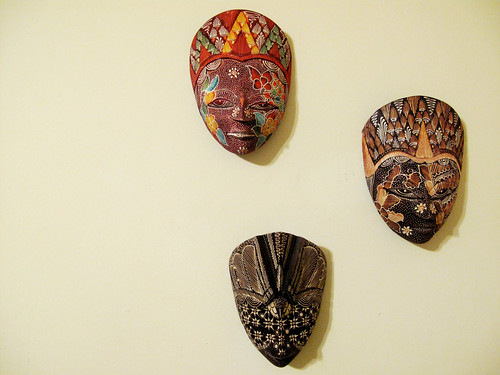 trio of masks in jackie's room