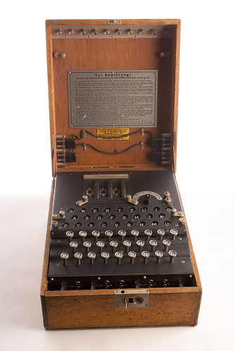 Enigma Machine, During World War II, the Germans used the Enigma, a cipher machine, to develop nearl