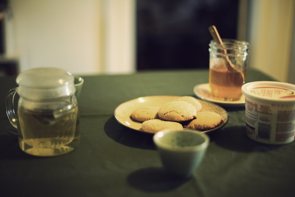 Almond biscuits and honey