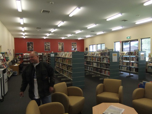 Alan Walker, ummm, walking in Braidwood Library
