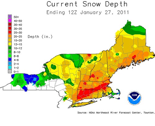NOAA Snow Totals as of January 28, 2011