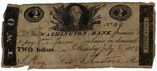 Washington Bank Two Dollars 1825