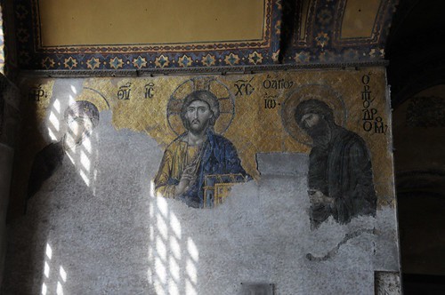 Mary, Jesus, and John, in mosaics, though not all there