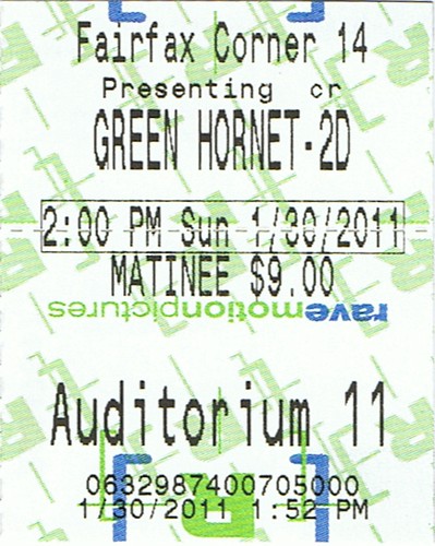 Original Green Hornet. Green Hornet ticketstub