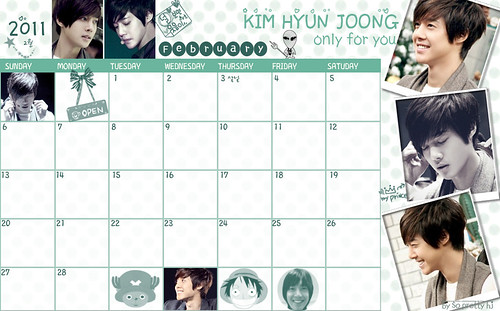 Kim Hyun Joong Febuary Calendar and Desktop Wallpapers