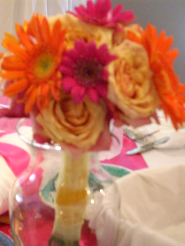 pink and yellow rose bouquet. Gerber and rose bouquet