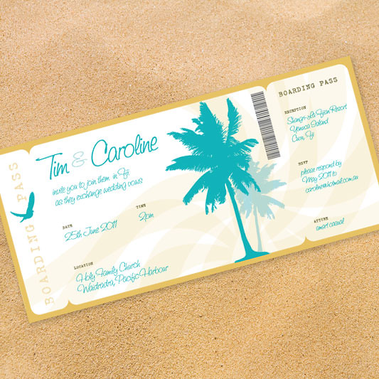 beach party boarding pass invitation