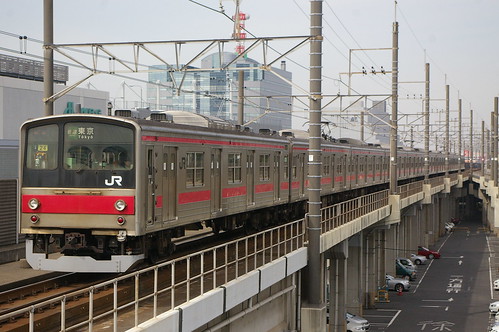 JRE 205series in Kaihimmakuhari Sta,Chiba,Chiba,Japan /Mar 6,2011