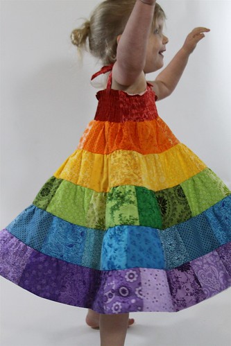 Handmade Patchwork Rainbow Baby/Toddler Tiered Twirl Dress