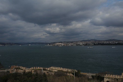 The original Palace walls and the Bosphorus