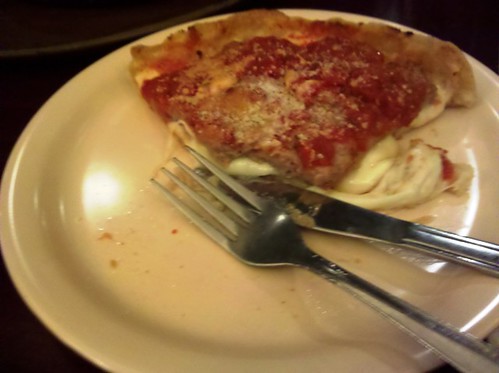 A slice of Lou Maltnati's pizza