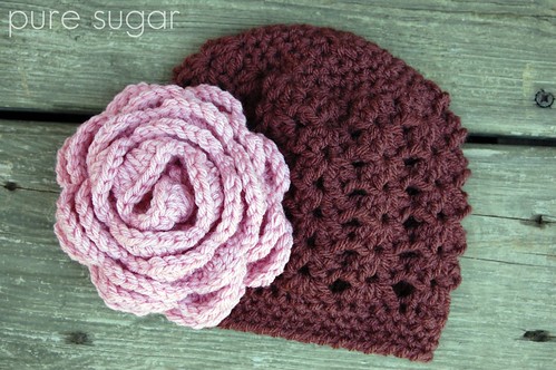 baby hat with oversized rose