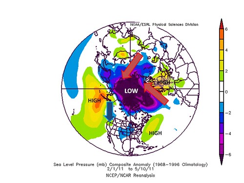 1 February through 10 may 2011 mean sea level pressure anomalies