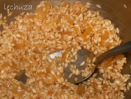 Risotto de mejillones-añadir arroz