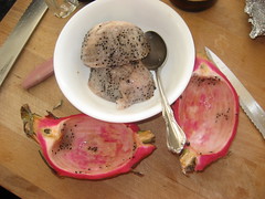 Dragonfruit scooped out