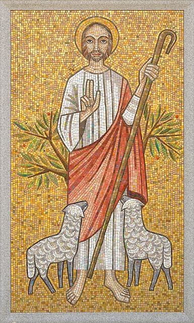 Resurrection Cemetery, in Affton, Missouri, USA - mosaic of Christ the Good Shepherd