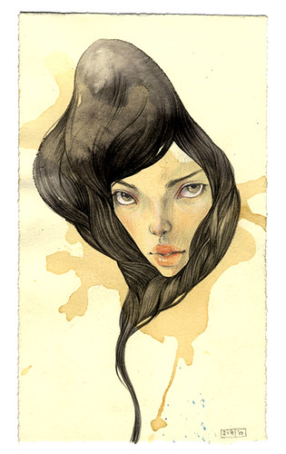 I Know Why. 4.25" x 7.25". Ink, Graphite, Watercolor & Colored Pencil on Tea-stained Paper. © 2011