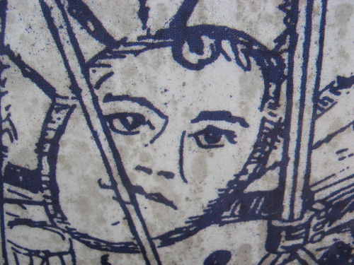 Closeup of a picture on a battle drum