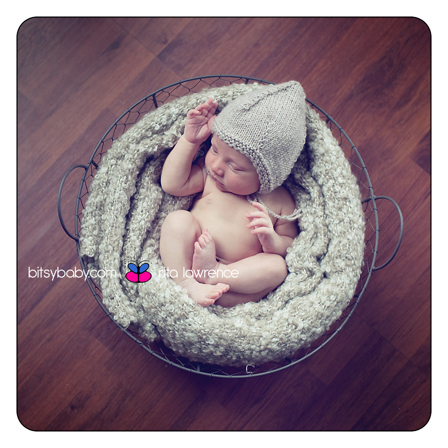 newborn photography in wire basket