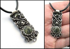 silver and green garnet necklace