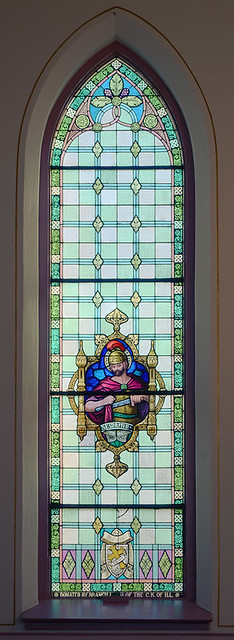 Saint Elizabeth Roman Catholic Church, in Marine, Illinois, USA - stained glass window of Saint Martin